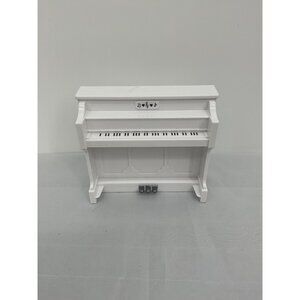 White Miniature Dollhouse Piano With Black Keys Plastic